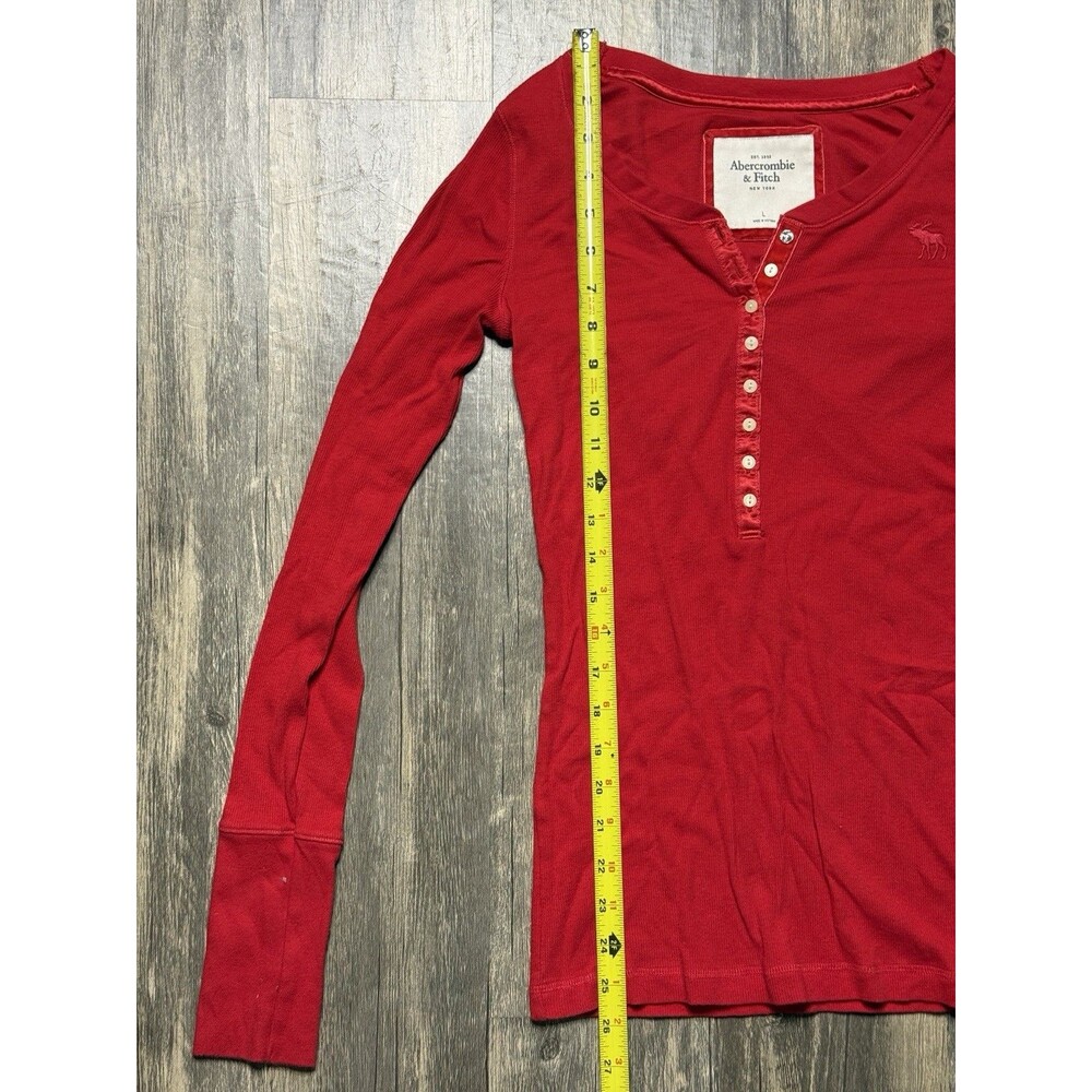 Vintage Abercrombie & Fitch Ribbed Long Sleeve Henley Top Large Bella Swan Y2K - Picture 4 of 7